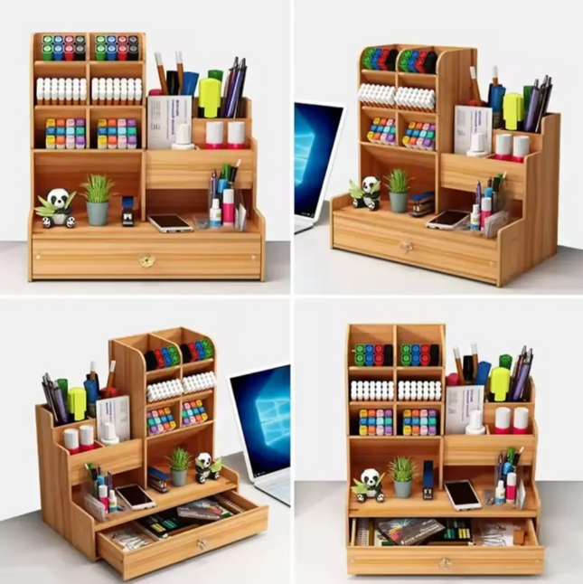 Organizador De Escritorio De Madera Portalápices Papeleria