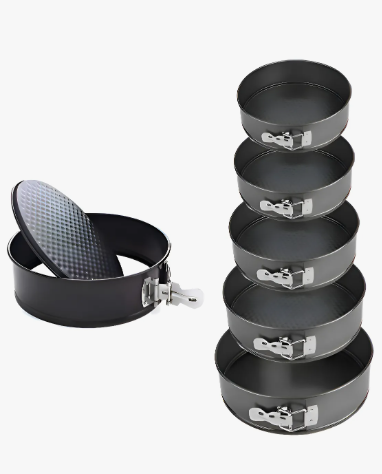 Set Moldes Torta Desmontable 6 Piezas N°18/20/22/24/26/28 Cm Color Negro