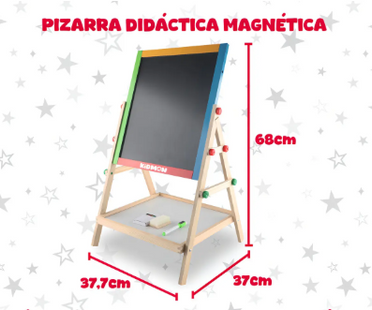 Pizarra Atril Didáctica Magnética Doble Cara Niños Blanco