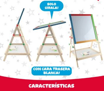 Pizarra Atril Didáctica Magnética Doble Cara Niños Blanco