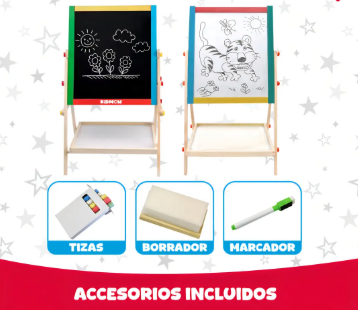 Pizarra Atril Didáctica Magnética Doble Cara Niños Blanco