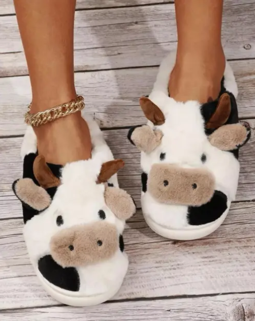 Pantuflas Vaca Invierno Zapatillas De Casa Vaquita Animales