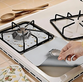 Pack 12 Lamina De Aluminio Protector Cocina Estufa Gas Color Plateado