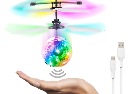 Bola Voladora Helicoptero Dron Esfera Luz Rgb Juguete Usb Color Transparente