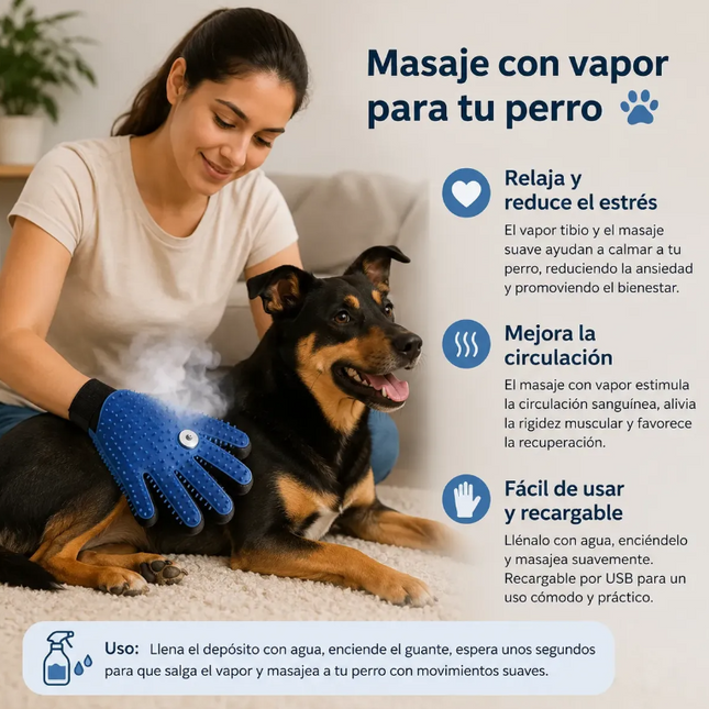 Guante Vaporizador 3 En 1 Masajeador Quita Pelo Recargable