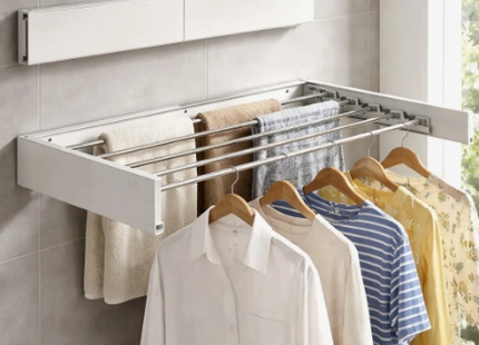 Tendedero De Ropa Plegable Retractil De Pared 80 Cm