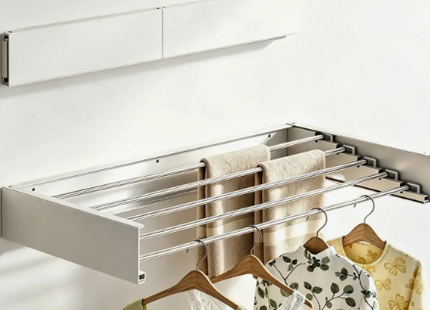 Tendedero De Ropa Plegable Retractil De Pared 80 Cm