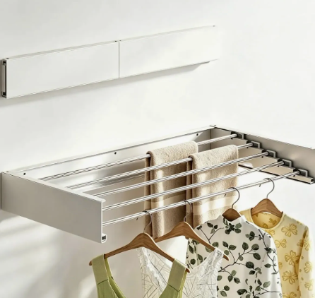 Tendedero De Ropa Plegable Retractil De Pared 80 Cm