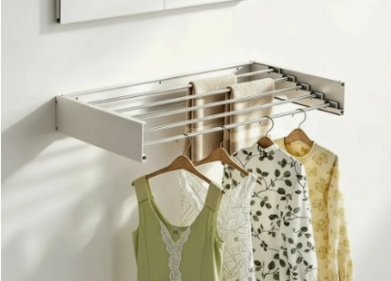 Tendedero De Ropa Plegable Retractil De Pared 80 Cm