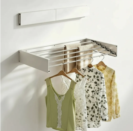 Tendedero De Ropa Plegable Retractil De Pared 80 Cm