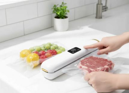 Selladora Al Vacío Digital Automática Portátil Blanca