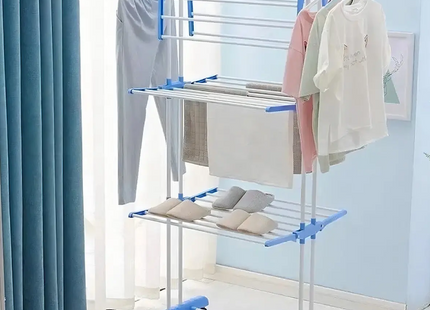 Tendedero 3 niveles de pie colgador ropa con rueda vertical portatil