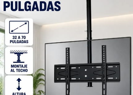 Soporte Tv Techo Giratorio 180° 32-70 Metal Negro Acero