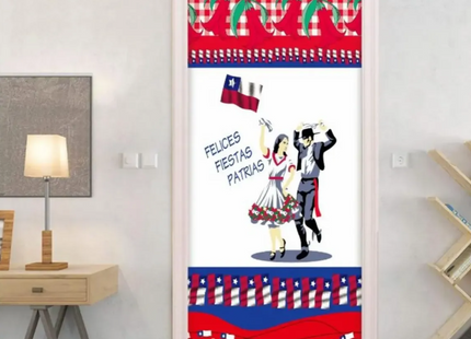 Fundas Para Puertas Fechas Patrias Chile Elástica 200x100 Cm