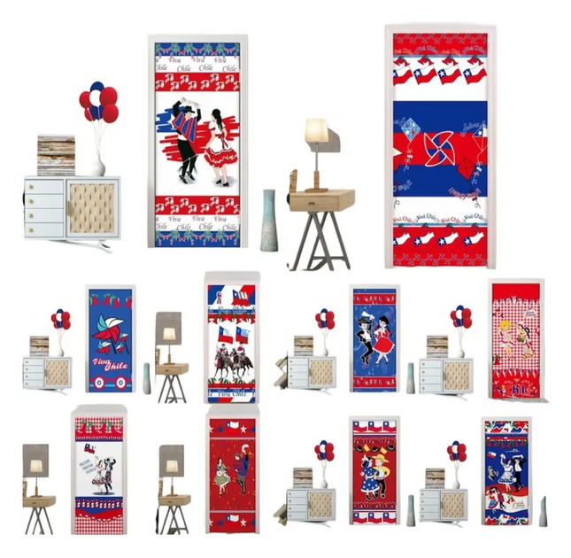 Fundas Para Puertas Fechas Patrias Chile Elástica 200x100 Cm