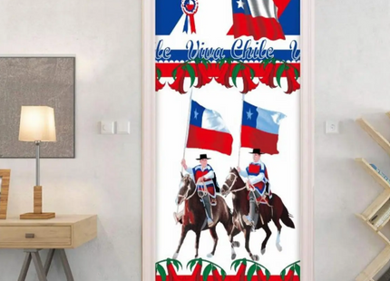 Fundas Para Puertas Fechas Patrias Chile Elástica 200x100 Cm