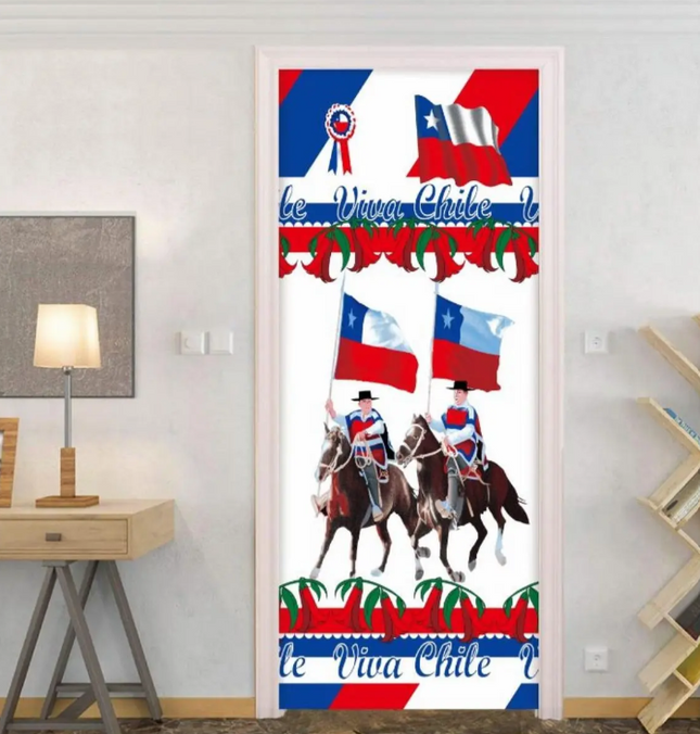 Fundas Para Puertas Fechas Patrias Chile Elástica 200x100 Cm