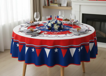 Mantel Redondo Fechas Patrias 180 Cm Viva Chile