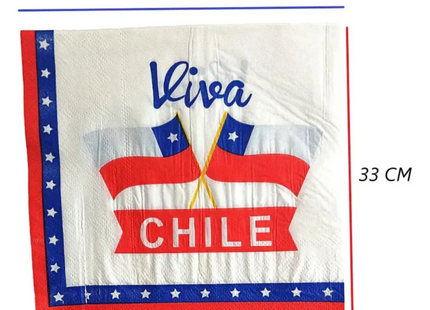 Servilletas Fiestas Patrias Chile Pack X20 Diseños Surtidos