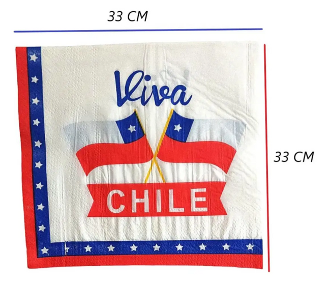 Servilletas Fiestas Patrias Chile Pack X20 Diseños Surtidos