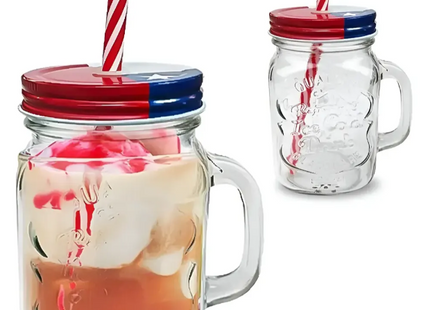 Pack 24 Vasos De Vidrio Con Bombilla 500 Ml Fiestas Patrias