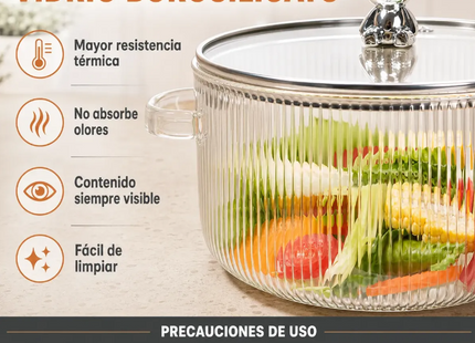 Olla De Vidrio Borosilicato 1.8 Litros Con Tapa
