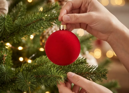 Set 12 Esferas de Terciopelo Navideñas 6cm Adorno Árbol