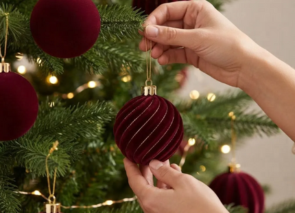 Set 12 Esferas de Terciopelo Navideñas 6cm Adorno Árbol