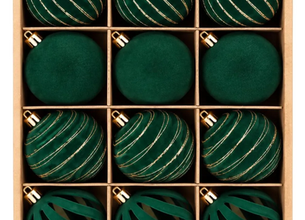 Set 12 Esferas de Terciopelo Navideñas 6cm Adorno Árbol