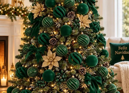 Set 12 Esferas de Terciopelo Navideñas 6cm Adorno Árbol