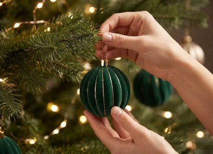 Set 12 Esferas de Terciopelo Navideñas 6cm Adorno Árbol