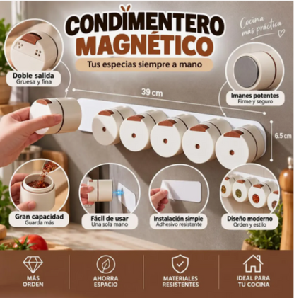 Set 6 Especieros Magnético Organizador De Cocina