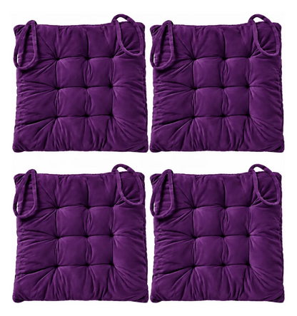 Set 4 Cojín Acolchado Cuadrado Silla Con Amarras 40 Cm