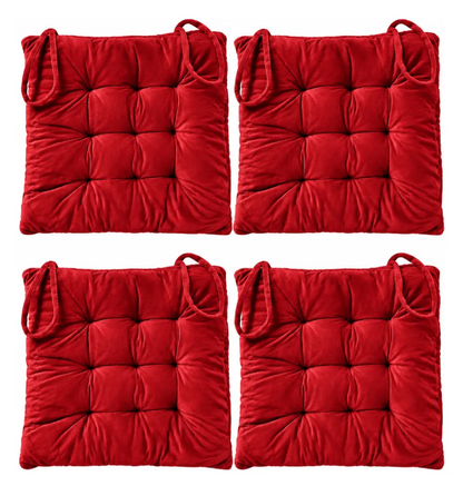 Set 4 Cojín Acolchado Cuadrado Silla Con Amarras 40 Cm
