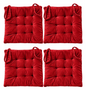 Set 4 Cojín Acolchado Cuadrado Silla Con Amarras 40 Cm