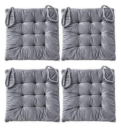 Set 4 Cojín Acolchado Cuadrado Silla Con Amarras 40 Cm