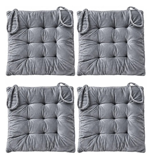 Set 4 Cojín Acolchado Cuadrado Silla Con Amarras 40 Cm