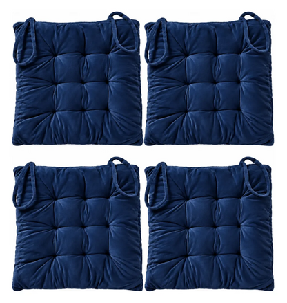 Set 4 Cojín Acolchado Cuadrado Silla Con Amarras 40 Cm