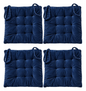 Set 4 Cojín Acolchado Cuadrado Silla Con Amarras 40 Cm