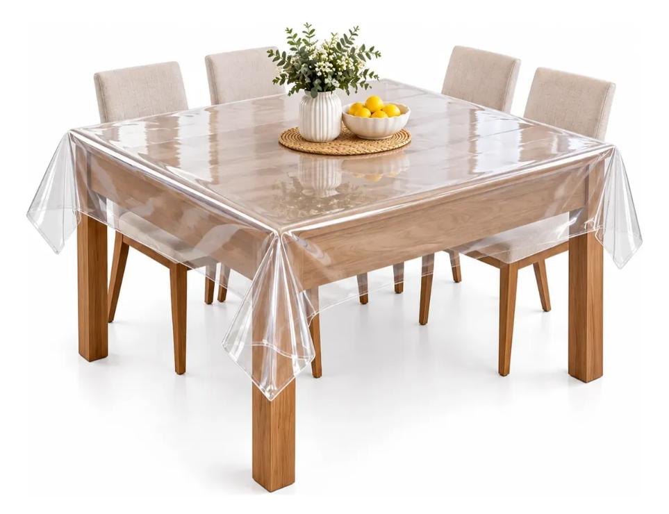 Mantel Mesa De Hule Transparente Impermeable 140x213 Cm