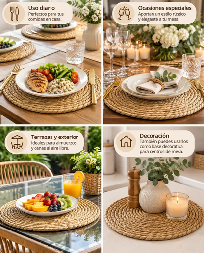 Set 6 Individuales De Mesa En Fibra Natural 33 Cm