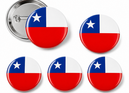 Pack X30 Chapitas Pin Bandera De Chile Prendedor Broche