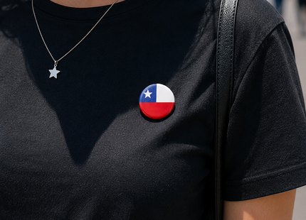 Pack X30 Chapitas Pin Bandera De Chile Prendedor Broche