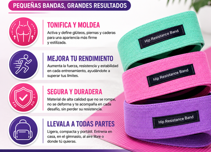 Set de 3 Bandas de Resistencia para Ejercicio con Diferentes Intensidades