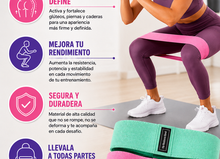 Set de 3 Bandas de Resistencia para Ejercicio con Diferentes Intensidades