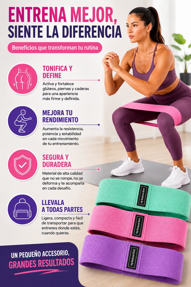Set de 3 Bandas de Resistencia para Ejercicio con Diferentes Intensidades
