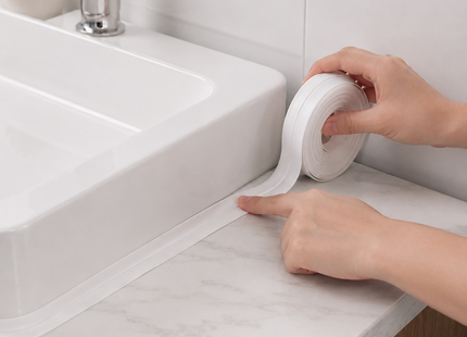 Cinta Adhesiva Selladora Impermeable 3 Pzas Baño 3,8cm Blanco