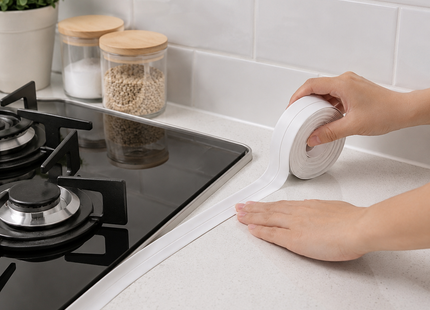 Cinta Adhesiva Selladora Impermeable 3 Pzas Baño 3,8cm Blanco