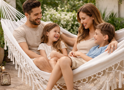 Hamaca Con Borlas 150x200 Blanca Relax Exterior