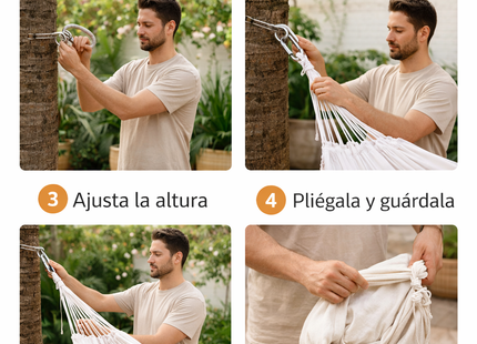 Hamaca Con Borlas 150x200 Blanca Relax Exterior